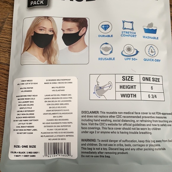 32 Degree 8Pack Adult Face Mask Set - Picture 4 of 9